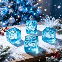Snowflake Built-In Soft Rubber Stress Relief Toy Pressure Ball, Provides Best Soft And Cool Experience, Snowflake Quiet And Beautiful Square Shape Anxiety Relief Sensory Soft Stress Toy Slow Rebound, Suitable For Classroom Prizes, Helps Relaxation - Blue - View 3