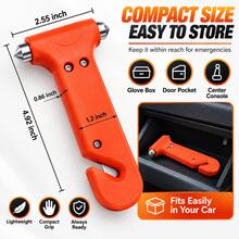 1pc 2-In-1 Car Escape Tool, Dual-Head Window Breaker & Hidden Seatbelt Cutter, Compact Portable Emergency Car Hammer With Orange Easy-Grip Handle, Suitable For Glove Box, Door Storage Pocket, Center Console, Ideal For Long Trips, Essential Car Accessory For Drivers, Christmas Gift For Women - Multicolor - View 2