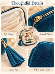 Portable Jewelry Storage Bag With 6 Layers, Travel Jewelry Box For Rings, Earrings, Bracelets And Necklaces, Mini Cosmetic Storage Bag With Zipper, Women's Small Item Organizer, Travel Essential Accessory, Gift For Women - Multicolor - View 2