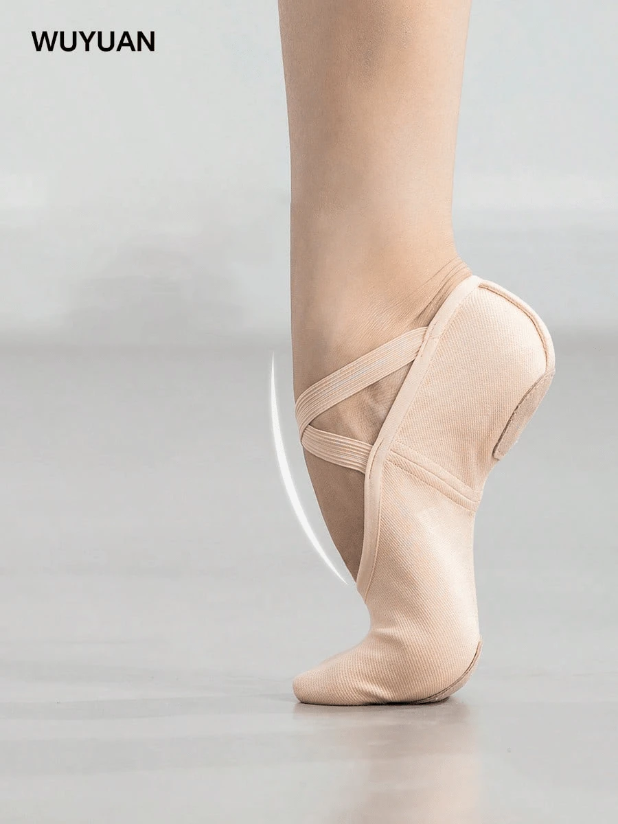 Wuyuan 2-Way Stretch Canvas Ballet Shoes - Lightweight & Breathable Fabric - Baby Pink - View 1