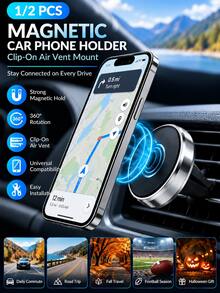 1/2/PCS Magnetic Car Air Vent Phone Holder, Magnetic Clip-On Universal Mount, Car Phone Mount, Hands-Free Navigation, Easy Installation, Daily Commute, Road Trip, Fall Travel, Football Season, Halloween Gift - Buckle-style - View 10