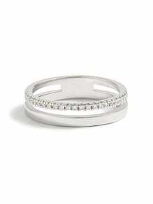 1pc Triple Row Full Rhinestone Ring, Suitable For Women, Elegant Crystal Earrings, Luxury Jewelry - Silver - View 47
