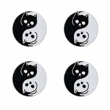 1pc/2pcs/3pcs/4pcs Yin Yang Black White Cat Iron On Embroidery Patch, Cute Kitten Round Applique - Black and White - View 10