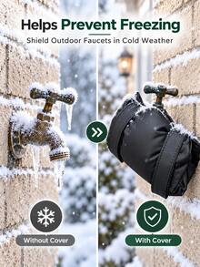 Outdoor Faucet Anti-Freeze Protection Cover; Winter Leather Faucet Cover, Outdoor Garden Faucet Insulation Sleeve, Thickened Cold-Resistant Anti-Freeze Protection Cover. Faucet Insulation - Outdoor Faucet Dedicated Anti-Freeze Protection Sleeve. - One Size Fits All - View 3