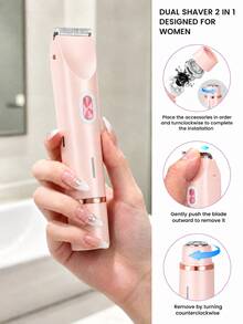 SKYWORTH 400mAh 2-In-1 Dual Head Electric Shaver For Women, Portable Travel Razor For Face, Bikini, Legs, Rechargeable, Compact And Lightweight - View 13
