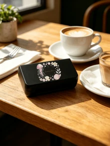 Cute Jellyfish Shell Print Mini Jewelry Storage Box, Comes With 2pcs Anti-Oxidation Storage Bags, Fashionable Small Accessories Organizer Box, Portable Travel Jewelry Box, Compartment Storage For Earrings, Rings, Necklaces, Suitable For Outings, Dorms, Makeup Vanity, Christmas Gift, Empty Box Only - Multicolor - View 4