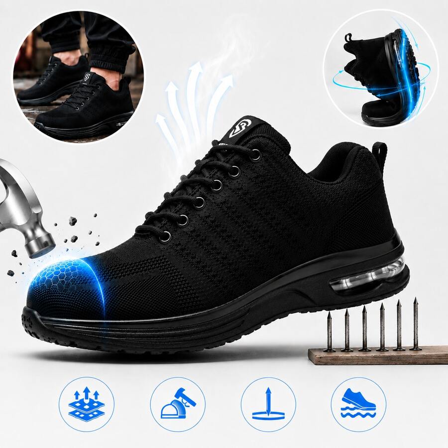 Men Work & Utility Shoes - Black - View 1