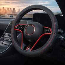 1pc Universal Car Steering Wheel Cover, 15 Inch PU Leather Anti-Slip Breathable Steering Wheel Protector, Soft Comfortable Grip, Sweat-Resistant All-Season Interior Accessory For Sedan SUV - Multicolor - View 9