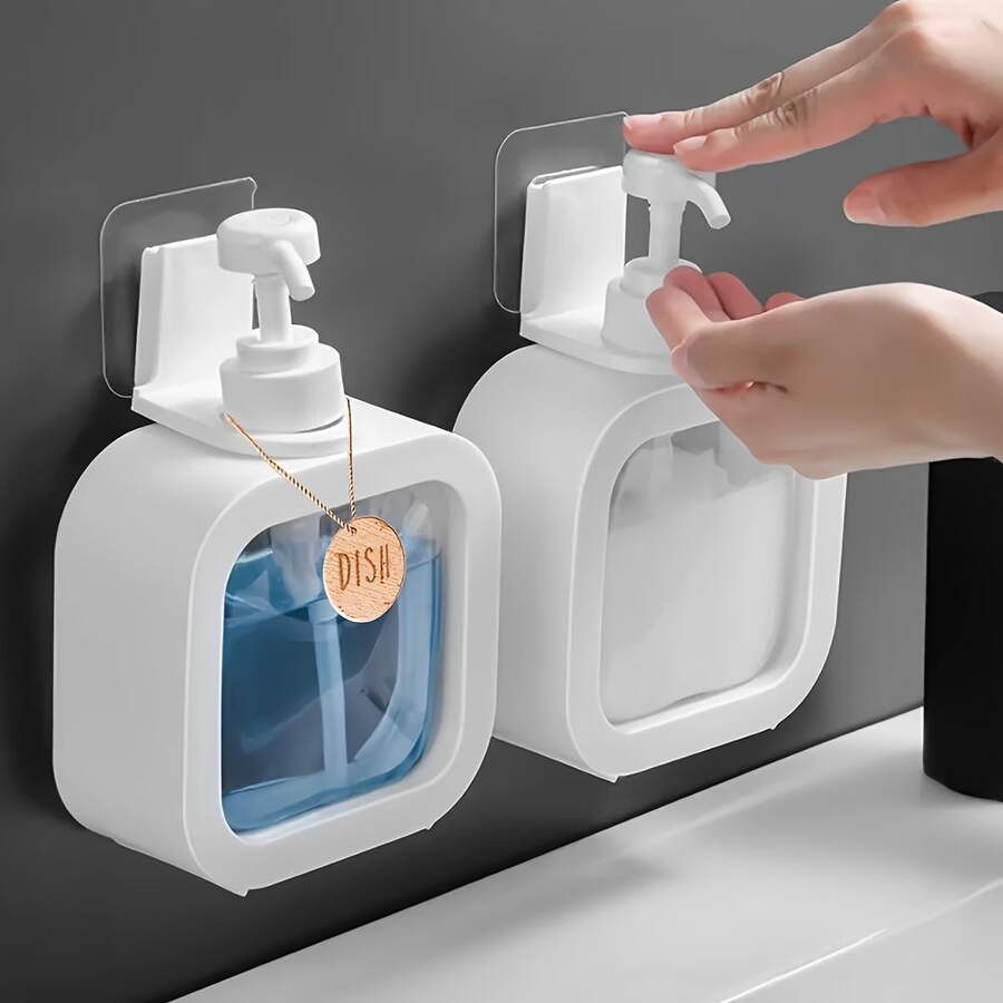 1/2pcs Transparent Dish Soap Dispenser, Bathroom Hand Soap Dispenser - With Rust-Proof Pump, Suitable For Kitchen Sink, Bathroom, / White Decorative Frame Transparent Square Soap Dispenser Refillable - Travel Bottles - View 1