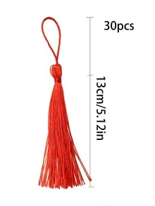 30/60/80/120pcs Slippery Jewelry, Souvenir Bookmark Tassels, Soft Silky Tassels, 2-Inch Rope Loops And Small Chinese Knots, Suitable For Jewelry Making And DIY Crafts (Red) - Red - View 3
