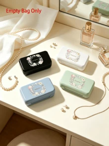 Cute Jellyfish Shell Print Mini Jewelry Storage Box, Comes With 2pcs Anti-Oxidation Storage Bags, Fashionable Small Accessories Organizer Box, Portable Travel Jewelry Box, Compartment Storage For Earrings, Rings, Necklaces, Suitable For Outings, Dorms, Makeup Vanity, Christmas Gift, Empty Box Only - Multicolor - View 1
