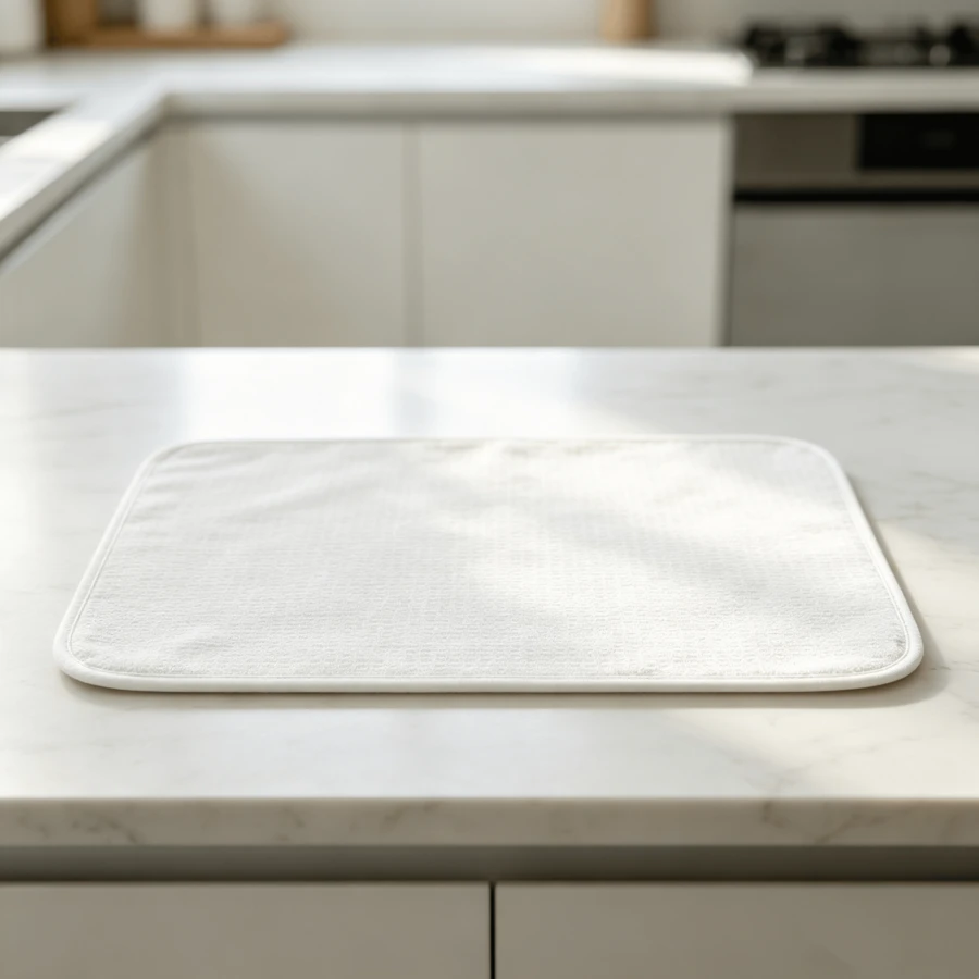 Reversible Microfiber Kitchen Drying Mat, Absorbent Dish Drying Mat - White - View 1
