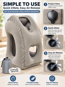 Inflatable Travel Pillow, Lightweight And Portable, Ergonomic Design; Suitable For Office (Including Students Napping On Desks), As Well As Airplane, Car Or Train. Holiday - One Size Fits All - View 10