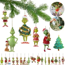 Panini Grinch Christmas Tree Hanging Ornaments, Acrylic Pendant Decorations, Multiple Styles Green Character Pendants, Suitable For Christmas Tree, Home Holiday Party Decor - 18 Styles - View 3