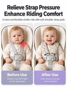 1 Pair Daily Parent-Child Stroller Decoration Accessories, Baby Stroller Shoulder Strap Pad, Soft Skin-Friendly Fabric, Versatile For Various Baby Strollers - Multicolor - View 9