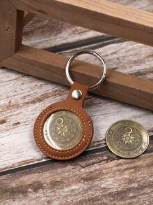 Coin Keychain With Lucky Golden Coin - PU Leather Protective Cover, Hook Closure, Collectible Currency Accessory For Keys Or Bags - Ideal Gift For - Multicolor - View 2