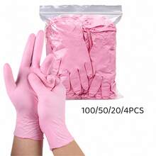 100/50/20/4入 粉色一次性丁腈手套 不含乳膠，適用於清潔工具架、擦拭收納盒標籤、整理螺絲分揀盒、清潔工作手電筒及擦拭收納櫃門 - 粉紅色 - 查看 1