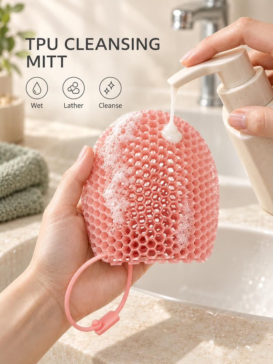 TPU Bath Cleaning Finger Sleeves Honeycomb Design Gentle Dead Skin Removal Deep Exfoliation Quick Lather Fast Drying Bathing Shower Scrubbing Makeup Removal Daily Essential