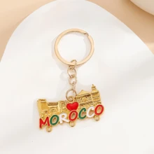 1pc Creative Popular Moroccan Castle Letter Keychain, Street Fashion Clothing Bag Key Charm DIY Holiday Gift For Friends And Family Birthday Memorial, Car Accessory, Unisex - Multicolor - View 5