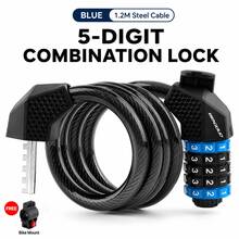 1pc 5-Digit Combination Bicycle Steel Cable Lock, 1.2m Adjustable Anti-Theft Bike Lock With Mounting Bracket - Multicolor - View 2