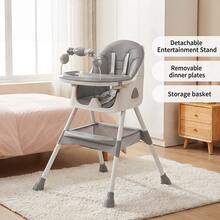 UBRAVOO Foldable Baby High Chair 6 Months Plus, With Large Antislip Pad & ToyRack, Easy To Clean Feeding - Grey - View 3