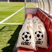 Football Party Canvas Gift Bag, Football GOAL! Printed Drawstring Storage Bag, Suitable For Gifts And Small Accessories, Applicable For Football Party Favors, Game Day, Graduation Celebration Sports Theme Gift Bag - A - View 2