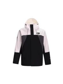 CAMEL CROWN Jaket Outdoor Wanita Satu Lapis, Nyaman, Tahan Air dan Ringan untuk Mendaki Gunung - Hitam Phantom/Putih Hangat/Abu-abu Gelap - View 6
