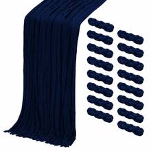 12pcs Navy Blue Cheesecloth Table Runner, Gauze Table Runner, Bohemian Style Semi-Transparent Cheesecloth Table Decor, Suitable For Wedding, Party, Bridal Shower, Baby Shower, Birthday, Engagement, Anniversary, Holiday, Dinner, Farmhouse Home Decor - Navy Blue - View 12
