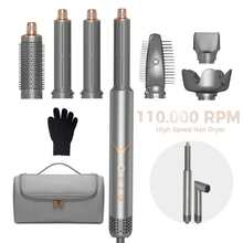 UKLISS 2026 New 6-In-1 Foldable Multi-Function Hot Air Brush Set, Curling Iron, Straightening Brush, Volumizing Round Barrel Brush, Concentrator Nozzle, Diffuser, 6 Interchangeable Styling Heads; Dual-Direction Auto-Curling, Wet & Dry Use, Suitable For Fine, Damaged, Coarse Hair Types, High-Quality Gift For Valentine's Day, Mother's Day, Christmas Season Hair Care - Multicolor - View 14
