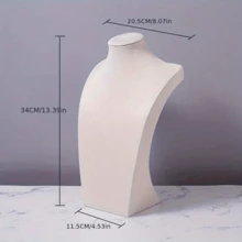 1pc Necklace Display Stand, Velvet Mannequin Neck Holder, Jewelry Necklace Hanging Rack, Pendant Display Prop - Beige - View 9