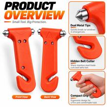 1pc 2-In-1 Car Escape Tool, Dual-Head Window Breaker & Hidden Seatbelt Cutter, Compact Portable Emergency Car Hammer With Orange Easy-Grip Handle, Suitable For Glove Box, Door Storage Pocket, Center Console, Ideal For Long Trips, Essential Car Accessory For Drivers, Christmas Gift For Women - Multicolor - View 8