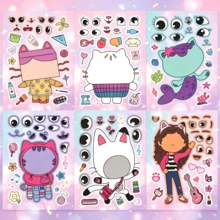 12pcs Gabi Friends Children's Anime Cartoon Parent Child Interactive Puzzle Hand Account DIY Face Stickers - Multicolor - View 1