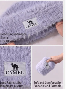 CAMEL CROWN Unisex Winter Warm Knitted Hat, Soft Fleece Lined Warm Hat, Elastic Cold-Proof Hat, Suitable For Outdoor Hiking, Running, Cycling, Camping - Snow Purple - View 2