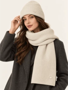 Women's Autumn/Winter Solid Color Knit Hat & Scarf 2pcs Set, Simple Versatile Face-Slimming Warm Beanie Set - Multicolor - View 2