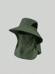 1 Piece Unisex Solid Color Sun Protection Neck Cover Outdoor Wide Brim Bucket Hat For Hiking, Fishing, Vacation, Suitable For Daily Outdoor Activities - Multicolor - View 7