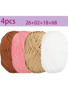 EDCUEBE7 1/4件/約200克混色手工鉤針毛線套組,柔軟舒適編織線,多用途適用於鉤織錢包、衣物、地毯及其他手工項目,適合DIY情人節禮物,製作錢包、手提包等縫製用品(隨機包裝) - 4股50G - 查看 18
