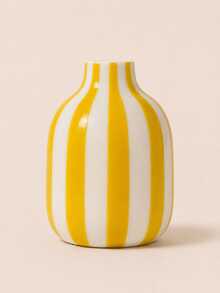 1pc Colorful Vertical Striped Decorative Vase, Dopamine Style Tabletop Vase For Dried Flowers, Home Living Room Desk Ornament - Striped Small Round Bottle - View 10