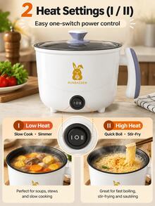 SMEGGEMS Multifunctional Non-Stick Pot, Rice Cooker, Electric Frying Pan, Electric Stir-Fry Pot, Electric Pressure Cooker, Mini Hot Pot. Portable And Compact, Easy To Clean, With Non-Stick Coating, Suitable For Indoor And Outdoor Use, Kitchen Essential. - White - View 6