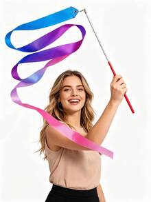 1 st 2 m dansband i gradientfärg, konstnärlig dans- och gymnastikrekvisita för talangframträdanden, gymnastikband för festpresent, gymnastikträningsredskap, födelsedagsparty, banddekoration som liten present - A - Visa 5