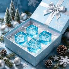 Snowflake Built-In Soft Rubber Stress Relief Toy Pressure Ball, Provides Best Soft And Cool Experience, Snowflake Quiet And Beautiful Square Shape Anxiety Relief Sensory Soft Stress Toy Slow Rebound, Suitable For Classroom Prizes, Helps Relaxation - Blue - View 4