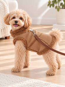 Rompi Hewan Peliharaan Hangat Berbahan Fleece, Pakaian Hewan Peliharaan Musim Dingin Berbahan Suede Imitasi, Dengan Pengait D di Bagian Belakang, Jaket Anjing Desain Dua Kaki, Cocok untuk Anjing Kecil, Teddy, dan Bichon untuk Pemakaian Sehari-hari - Coklat - View 5