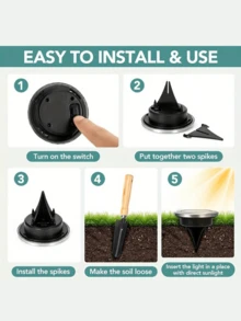 VOLACI 1/4/8/12pcs Mini 8LED Solar Ground Lights, Waterproof Stainless Steel Outdoor Solar Landscape Lights, Suitable For Garden Paths And Driveways, Solar Powered Lighting Fixtures, No External Power Required - In-ground Light - View 4