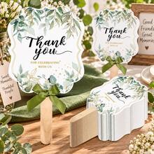 50/20/10pcs/Set Appreciation Fans, Suitable For Bridal Shower, Wedding, Birthday Party And Other Themed Occasions, Can Be Used As Gifts For Guests, With Wooden Handles And Ribbons - Green - View 3