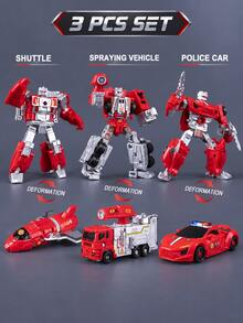 1 Set 6-In-1 Alloy Fire Engineering Transformation Team Toy, Suitable For Children 6 Years Old And Above, Includes Fire Truck, Excavator, Sprinkler Truck And Other Combinable Rescue Robots, Durable Realistic Collectible Gift Box For Boys - Cool Transforming Toy - View 21
