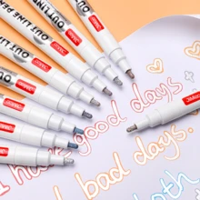 1pc Multi-Color Outline Pen Set, Colorful Metallic Outline Marker, DIY Doodle Pen For Planner, Greeting Card, Poster, Automatic Double-Layer Outline Marker, Student Hand-Drawn Poster Title Drawing Pen, Handmade Decoration Creative Art Writing Drawing Pen - Multicolor - View 8