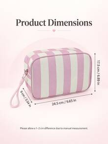 Cute Casual Striped Women's Makeup Bag, A Fashionable Striped Toiletry Bag With Braided Rope Zipper Design Storage Bag, Lightweight And Portable Opening And Closing, Easy To Store; Available In Multiple Colors, Convenient For Travel And Daily Use - Multicolor - View 10