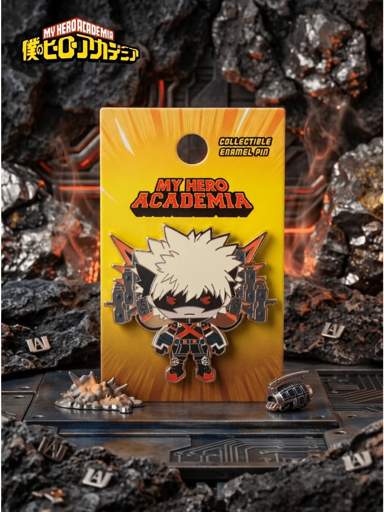 Monogram 1PC Style Collectible Enamel Pin, Bakugou Katsuki Cute Anime Lapel Badge, Hero Fan Gift - Multicolor - View 1