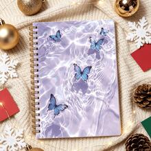 1PC Purple Water Ripple Blue Butterfly Spiral Notebook, Aesthetic Cute Journal Notebook, Back To School Supplies, Decorative Writing Notepad, Gift For Women Girls, Office School Stationery - A - View 5