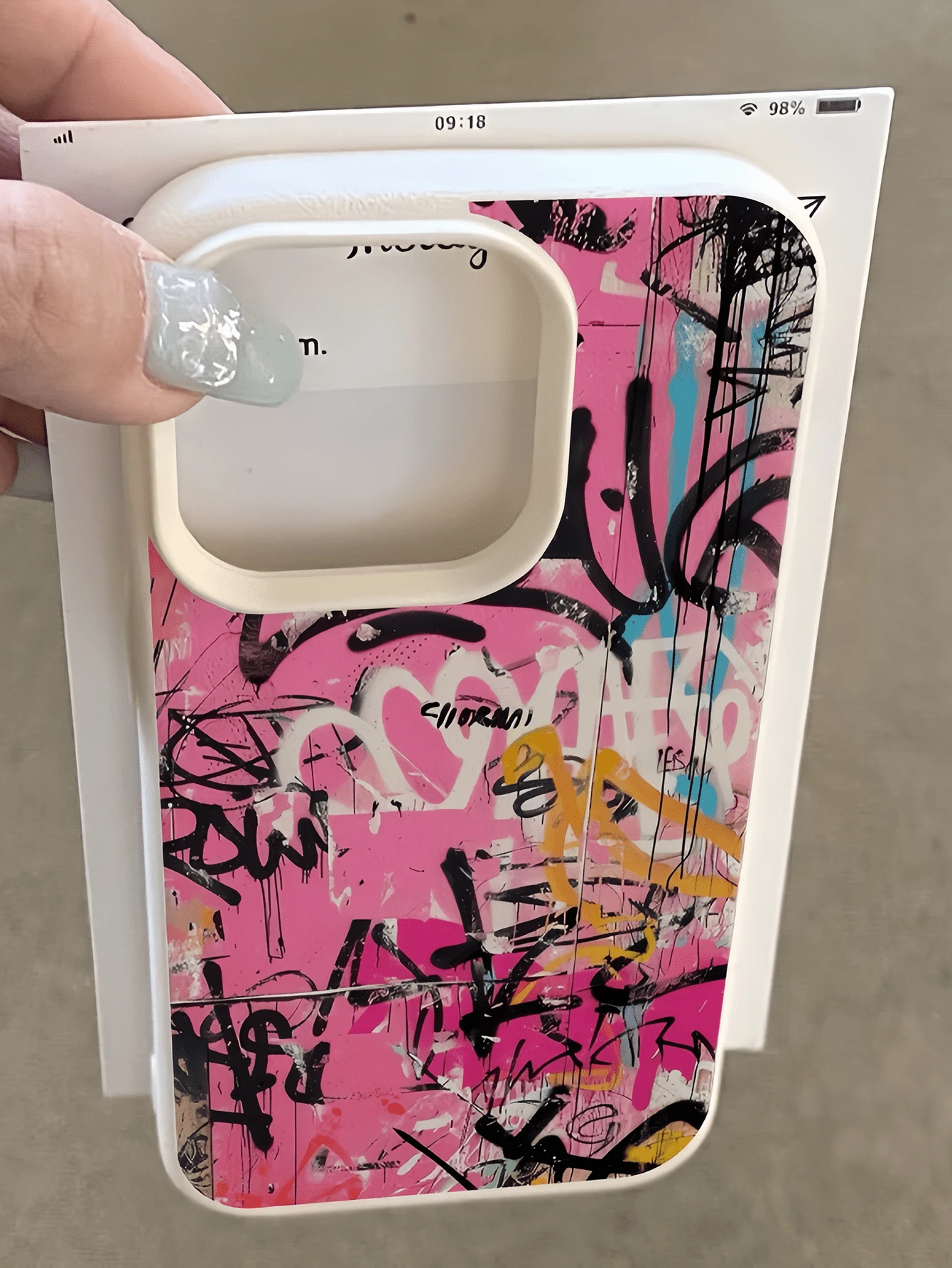 1件白色街頭塗鴉做舊個性化極簡全包覆TPU防震手機殼,適用於Apple 18 17 16 15 14 13 12 11 Pro Max Air保護殼,兼容三星系列 - 彩色 - 查看 1