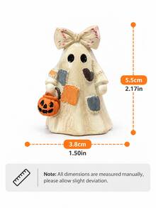 1pc Vintage Ghost Figurine With Floral Bow, Halloween Collage Ghost Sculpture, Halloween Decor Ornament, Exquisite Autumn Home Decor, Kitchen Decoration, Indoor Shelf And Fireplace Mantel Display Gift - A - View 9